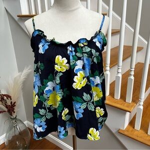 Aerie Women’s Large Tank Top Navy Blue Floral NEW Silky Soft Pajama Sleepwear